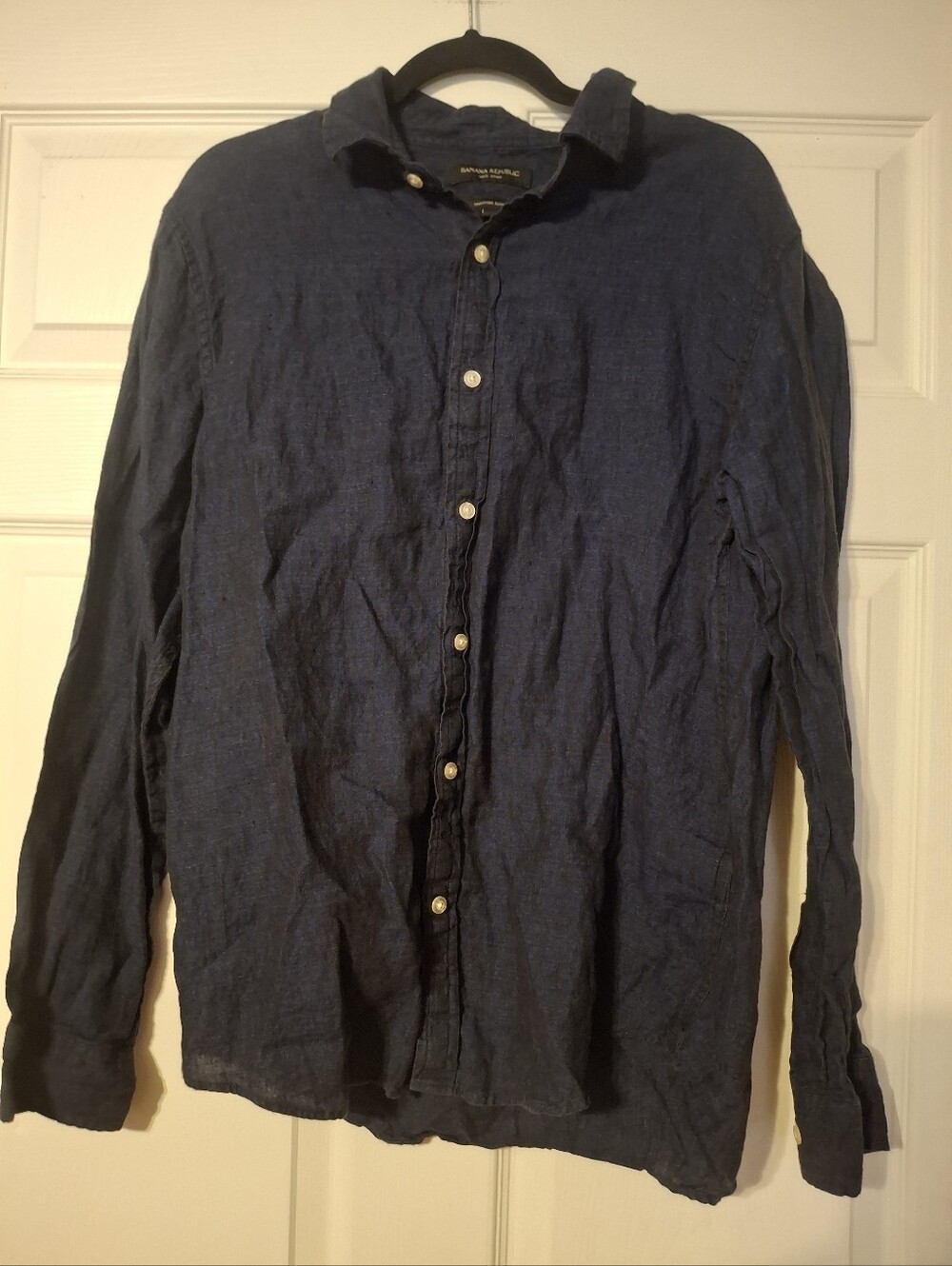 Banana Republic Men's Long-Sleeve Navy Button-Up Shirt Jacket